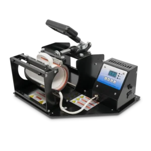 Multi Function Mug Press with Four Elements for sublimation, featuring digital controls and quick-change elements.