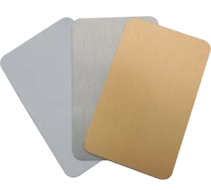 Metal Business Cards with plain edge and rounded corners, 8.5 x 5.4cm (3.3 x 2.15"), pack of 50, made from high-quality aluminium, ideal for sublimation or engraving.