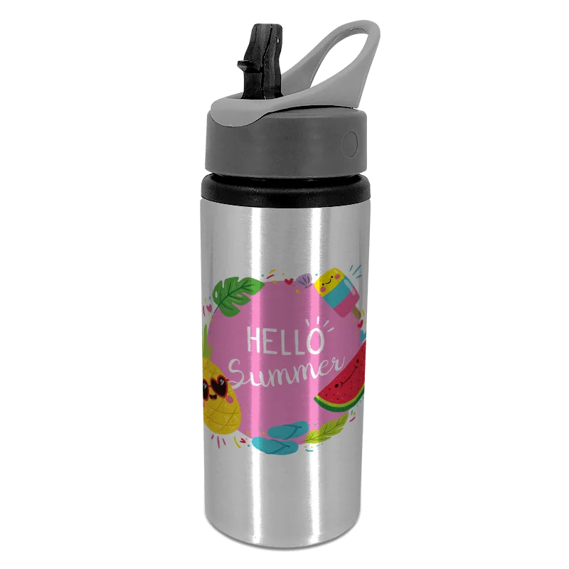 Silver Drink Bottle with Handle 22oz