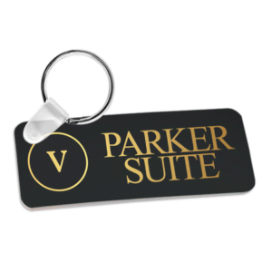 Unisub Rectangular Sublimation Keyring with split ring and high-gloss finish for custom printing.