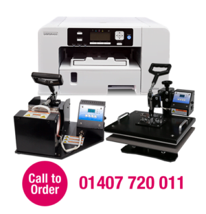 Complete Sublimation Starter Kit with Sawgrass SG500 Printer, Mug Press, and Heat Press.