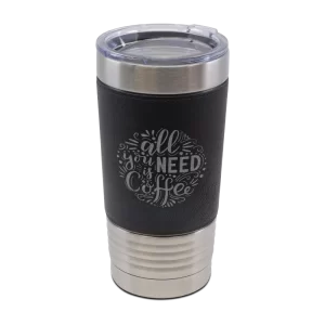 Laser Tumbler Black Leather