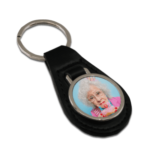 3613 - PU Leather Keyring with printed aluminium insert