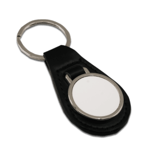 3613 - PU Leather Keyring with printed aluminium insert